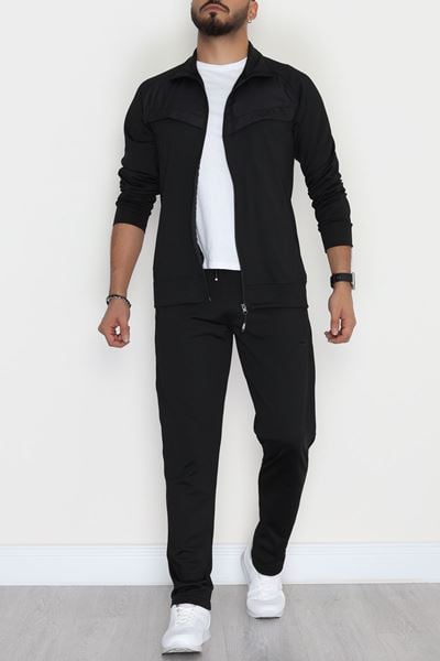 Önü Parçalı Dalgıç Erkek Eşofman Takımı Siyah - 42536.1937.