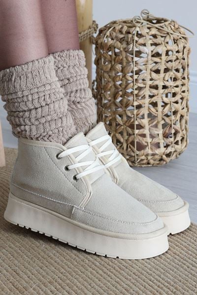 Yüksek Tabanlı Bağcıklı Bot Bej - 31440.1932.