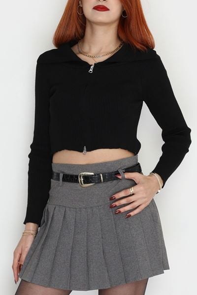 Fermuarlı Triko Siyah - 2252.1765.