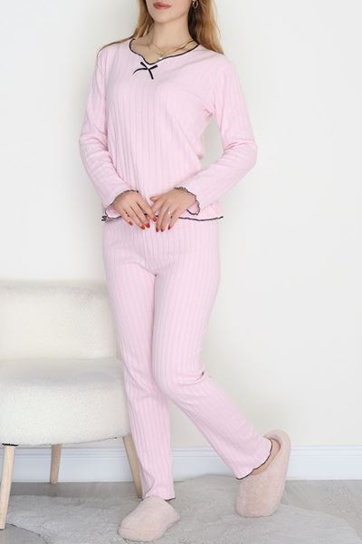 Fitilli İnterlok Kurdeleli Pijama Takımı Pudra - 70796.1048.
