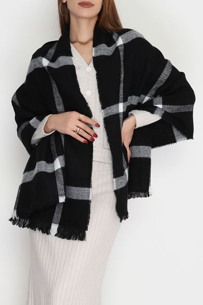 Desenli Kaşe Şal Siyahbeyaz4 - 70811.750.