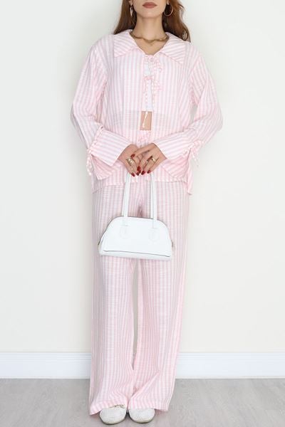 Reyon Marka Çizgili İkili Takım Pembe - 70503.1966.