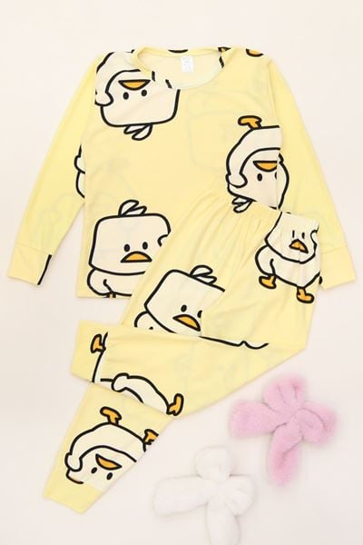 3-14 Yaş Süet Manşetli Alt Üst Aynı Takım Sarıördek - 410.1287.