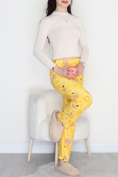 Desenli Süet Pijama Altı Hardalayıcık - 103.1287.