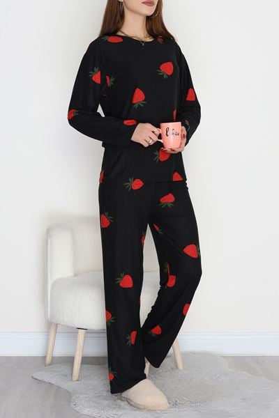 Süet Alt Üst Aynı Pijama Takımı Siyahçilek - 118.1287.