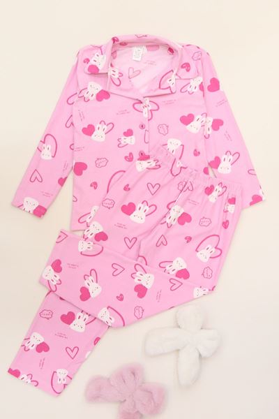 3-14 Yaş Baskılı Süet Çocuk Takım Pembekalp - 480.1287.