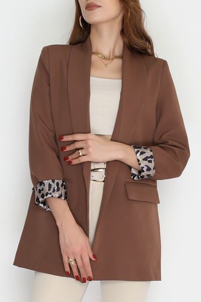 Leopar Astarlı Blazer Ceket Kahve - 51500.1909.