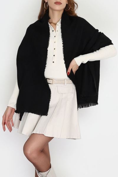 Desenli Kaşe Şal Siyah - 70811.750.