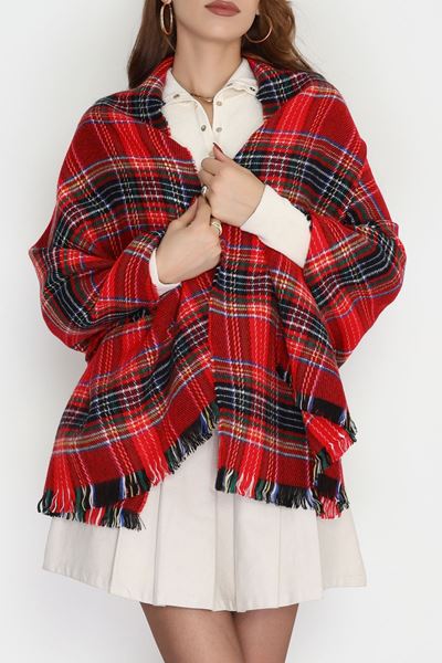 Desenli Kaşe Şal Kırmızılaci - 70811.750.