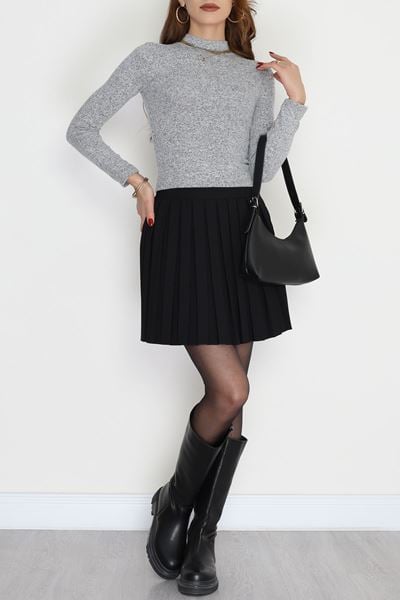 Dik Yaka Yumoş Body Gri - 50205.1723.