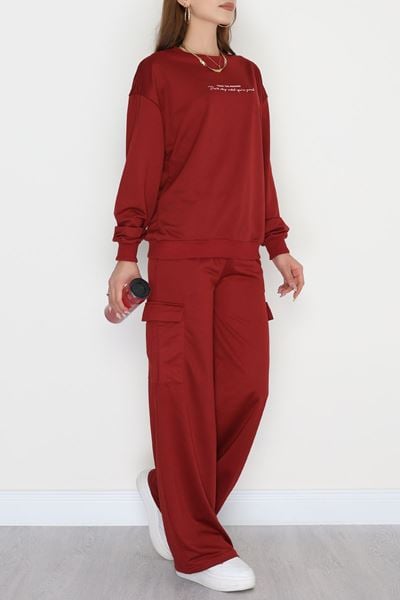 Kargo Cep 2 İplik Eşofman Takımı Bordo - 50802.1857.