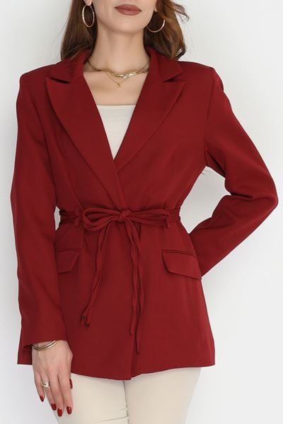 Astarlı Bağlamalı Blazer Ceket Bordo - 31452.1397.