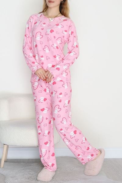 Süet Alt Üst Aynı Pijama Takımı Pembetavşan - 118.1287.