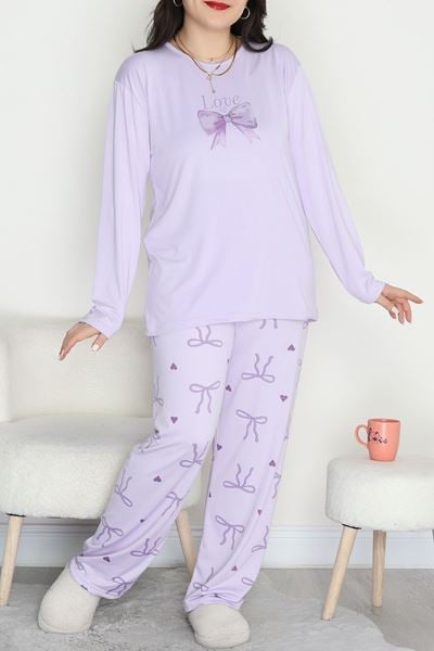 Şardonlu Milan Büyük Beden Pijama Takımı Lilafiyonk - 665.1287.