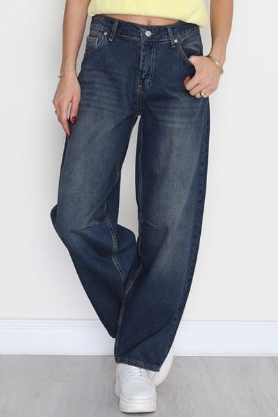 Tokalı Baggy Kot Pantolon Lacivert - 31159.2059.