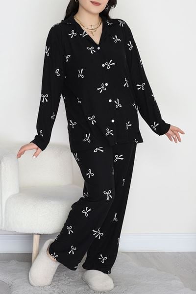 Büyük Beden Süet Takım Siyahbeyaz - 455.1287.