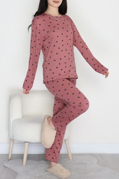 Alt Üst Aynı Pijama Takımı Gülkurusu - 50722.1961.