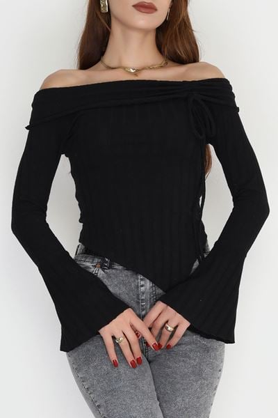 Madonna Yaka İnterlok Bluz Siyah - 90971.1748.