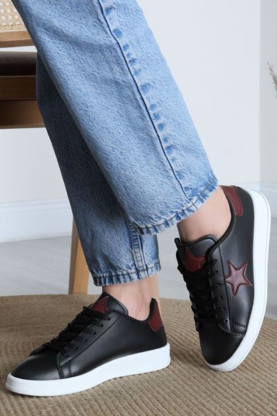 Yıldızlı Spor Ayakkabı Siyahbordo - 31295.264.