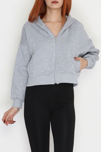 3 İplik Kompakt Oversize Fleto Cepli Sweat Gri - 42506.1878.