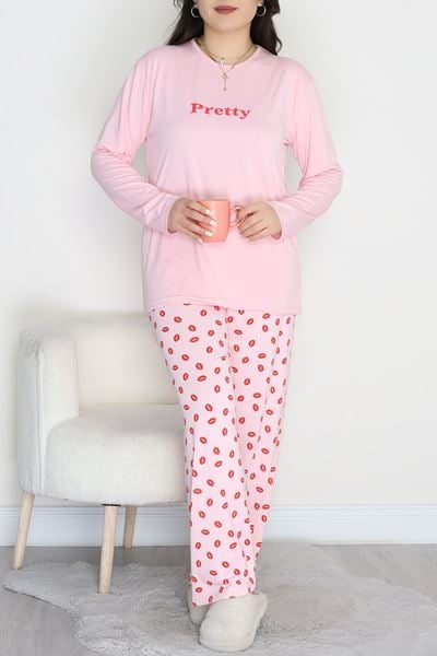 Şardonlu Milan Büyük Beden Pijama Takımı Pembedudak - 665.1287.