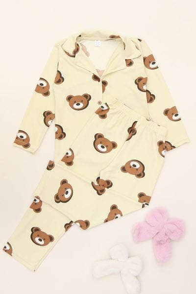 3-14 Yaş Baskılı Süet Çocuk Takım Bejayıkafa - 480.1287.