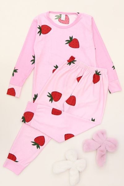 3-14 Yaş Süet Manşetli Alt Üst Aynı Takım Pembeçilek - 410.1287.