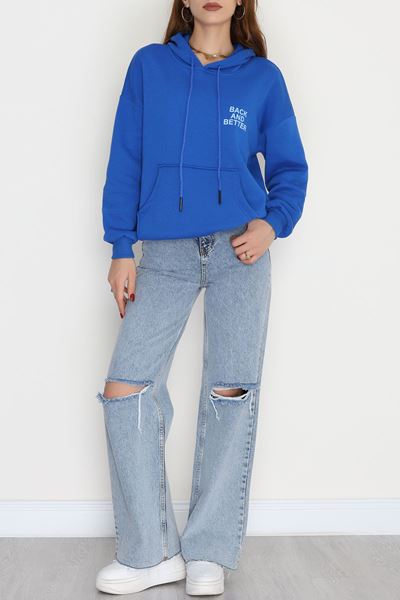 3 İplik Kanguru Cepli Kapşonlu Sweat Saks - 42257.1878.