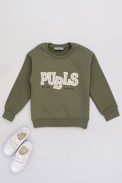 3-12 Yaş 3 İplik Şardonlu Sweat Haki - 60400.1867.