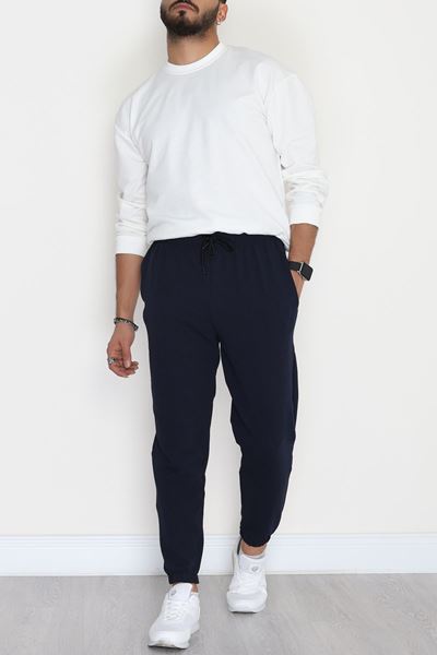 Zra Krep Likralı Paça Lastikli Erkek Eşofman Altı Lacivert - 42591.1837.