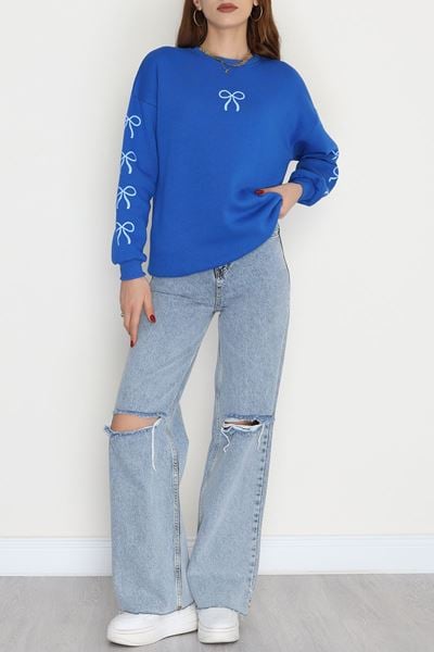 3 İplik Bisiklet Yaka Sweat Saksbebemavi - 42246.1878.