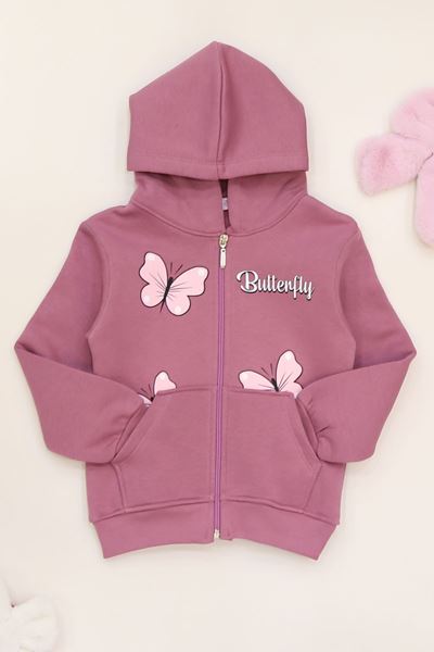 3-12 Yaş 3 İplik Şardonlu Kapşonlu Sweat Gülkurusu - 60710.1867.