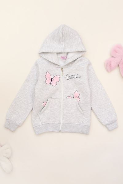 3-12 Yaş 3 İplik Şardonlu Kapşonlu Sweat Gri - 60710.1867.