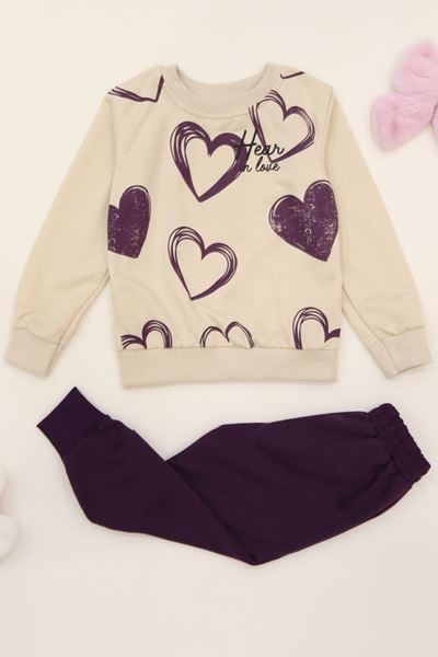 3-8 Yaş 2 İplik İkili Takım Mor - 50926.1776.