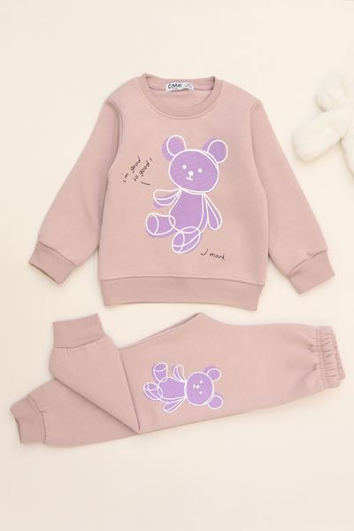 3-7 Yaş 3 İplik Şardonlu İkili Takım Pudra - 50900.1867.