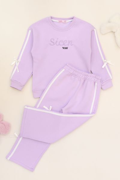 5-12 Yaş 3 İplik Şardonlu Fiyonklu Takım Lila - 60335.1867.