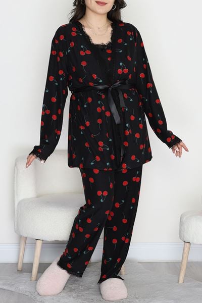 Baskılı Süet Battal 3'Lü Takım Siyahkiraz - 781.1287.