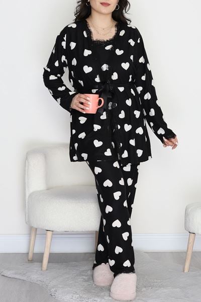 Baskılı Süet Battal 3'Lü Takım Siyahbeyaz - 781.1287.