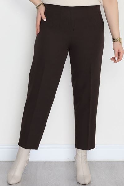 Büyük Beden Double Kumaş Pantolon Acıkahve - 90055.1920.