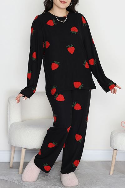 Süet Büyük Beden Alt Üst Aynı Pijama Takımı Kırmızıçilek - 120.1287.