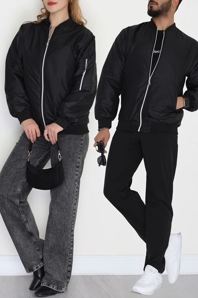 Unisex Bomber Ceket 500Gramsiyah - 80863.147.