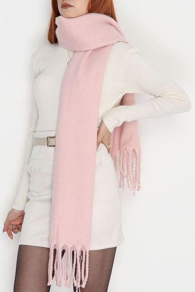 Saçaklı Düz Şal Pudra - 70865.1736.