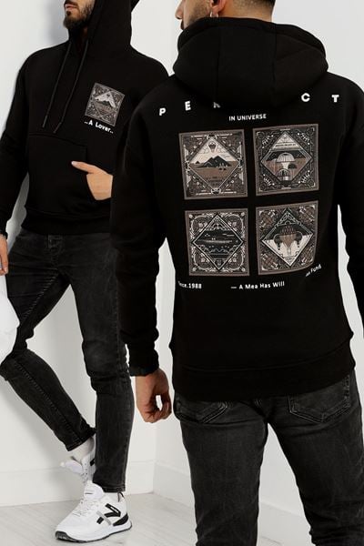 3 İplik Şardonlu Erkek Sweat Siyah - 42330.2086.