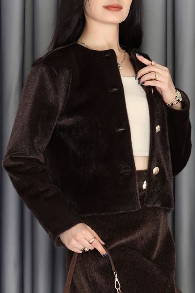 Düğme Detay Premium Fox Ceket Kahve - 42460.308.