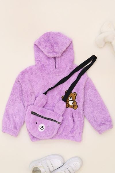 3-7 Yaş Çantalı Welsoft Sweat Lila - 624433.1576.