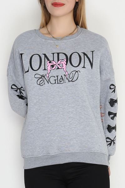 3 İplik Şardonlu Oversize Sweat Gri - 50919.1878.