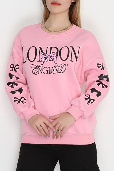 3 İplik Şardonlu Oversize Sweat Açıkpembe - 50919.1878.