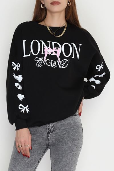 3 İplik Şardonlu Oversize Sweat Siyah - 50919.1878.