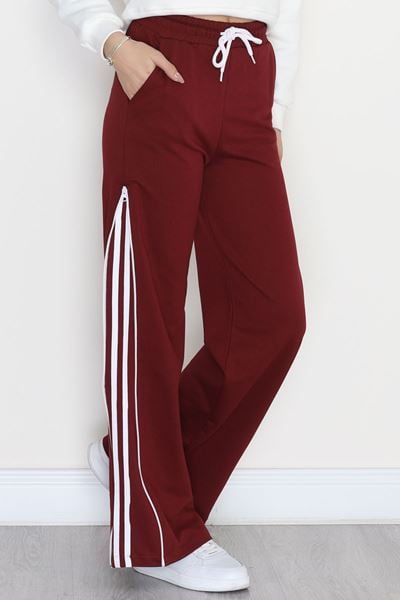 Fermuarlı 2 İplik Eşofman Altı Bordo - 50741.1005.