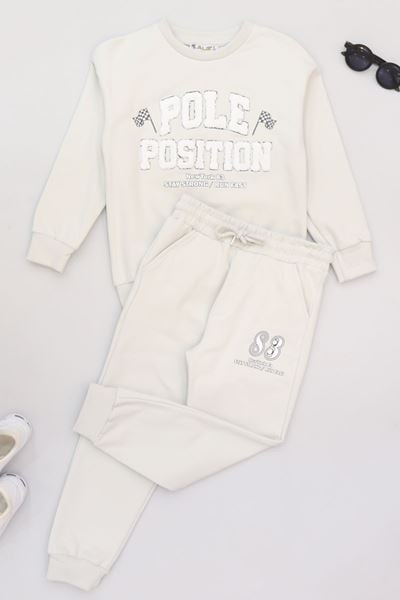 6-9 Yaş Şardonlu Yumoş Kumaş Takım Gri - 2264252.1576.